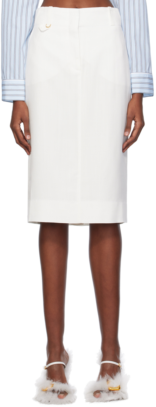 Jacquemus White Les Sculptures 'la Jupe Midi Bari' Midi Skirt In 100 White
