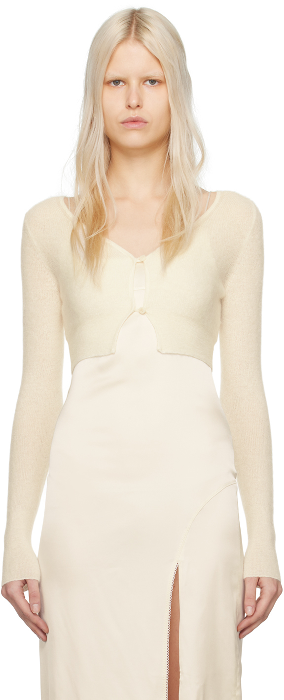 JACQUEMUS Le Papier オフホワイト クロップドカーディガン JACQUEMUS: Off-White Le Papier 'La Maille Neve Manches Longues