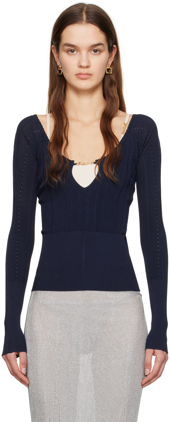 JACQUEMUS LE HAUT PRALU トップス Navy 'Le haut Pralu' Long Sleeve T-Shirt by JACQUEMUS on Sale
