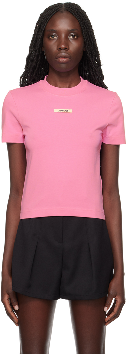 JACQUEMUS Pink 'Le t-shirt Gros Grain' T-Shirt