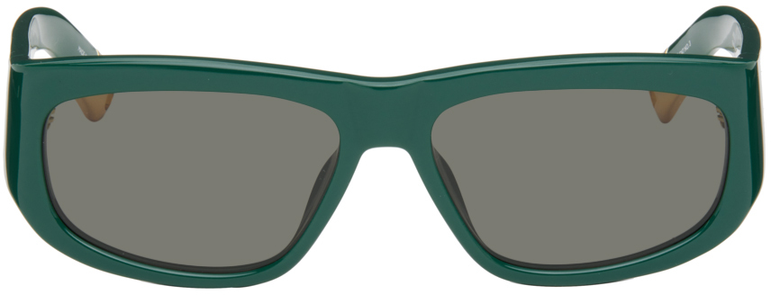 Jacquemus Green 'les Lunettes Pilota' Sunglasses In Green/ Yellow Gold