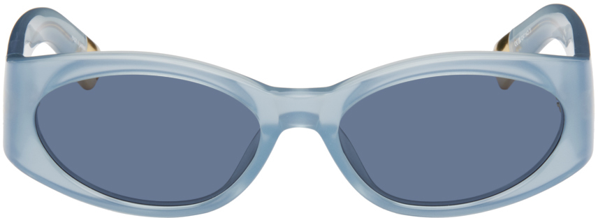 Jacquemus Blue 'les Lunettes Ovalo' Sunglasses In Blue Pearl/ Yellow
