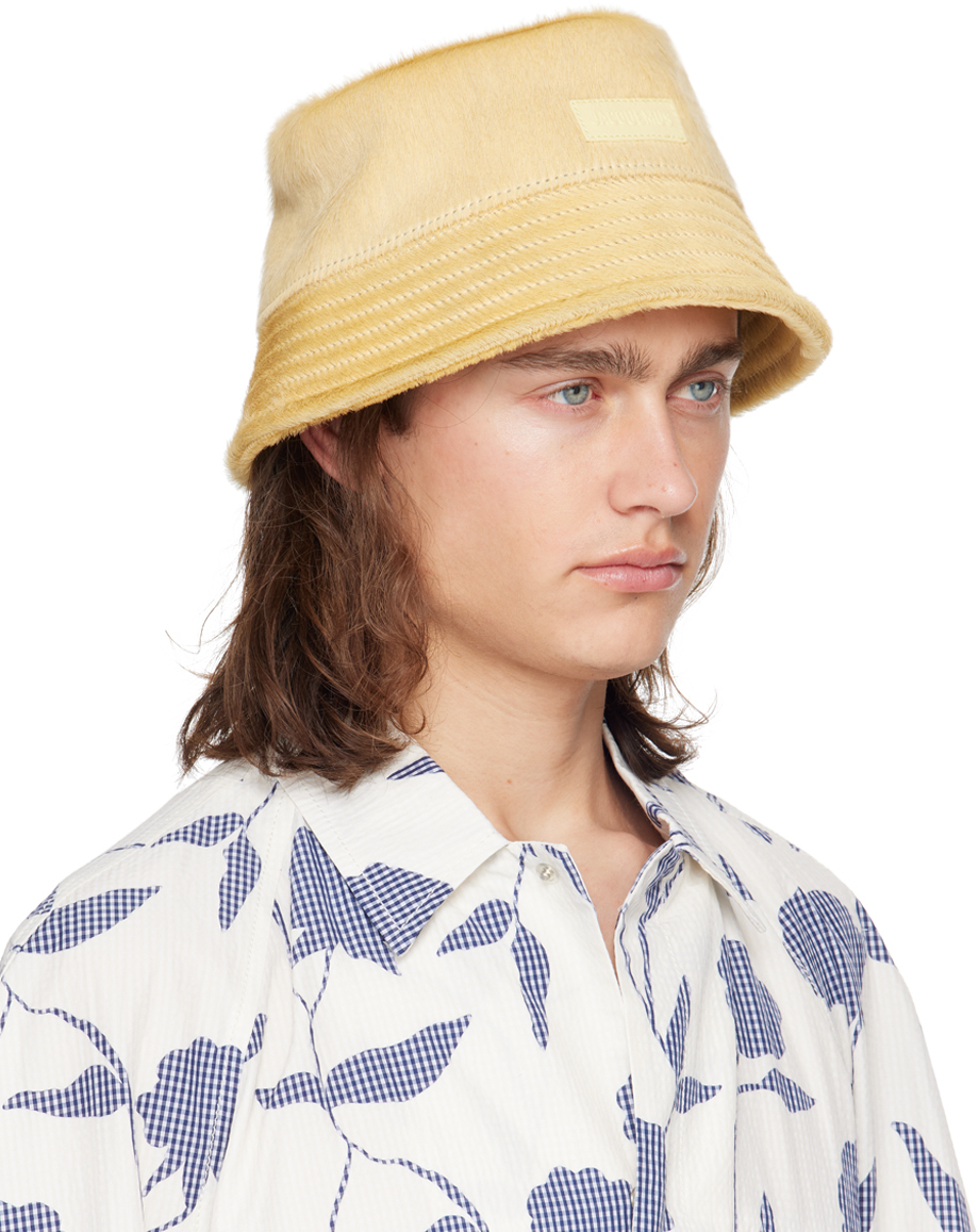 Jacquemus Yellow Les Sculptures 'le Bob Sperone' Bucket Hat In 205 Pale Yellow