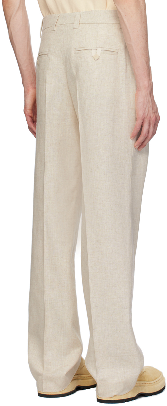 Beige La Montange 'Le Pantalon Pêche' Leather Pants by JACQUEMUS on Sale