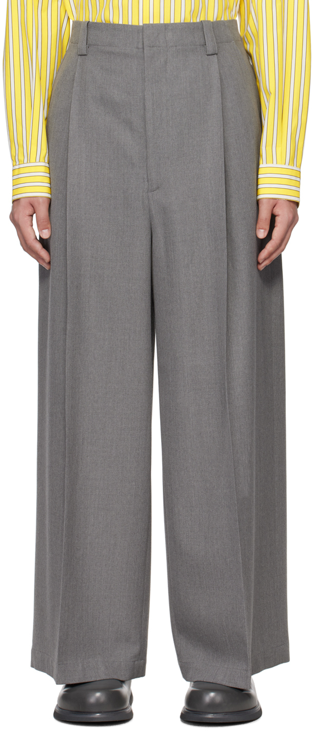 Shop Jacquemus Gray Les Sculptures 'le Pantalon Salti' Trousers In Grey