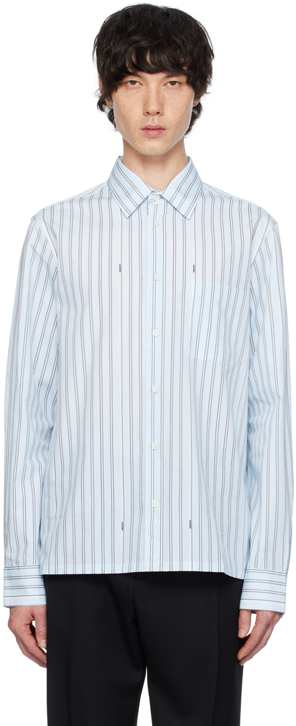 Shop Jacquemus Blue 'la Chemise De Costume' Shirt In Print Blue Stripe