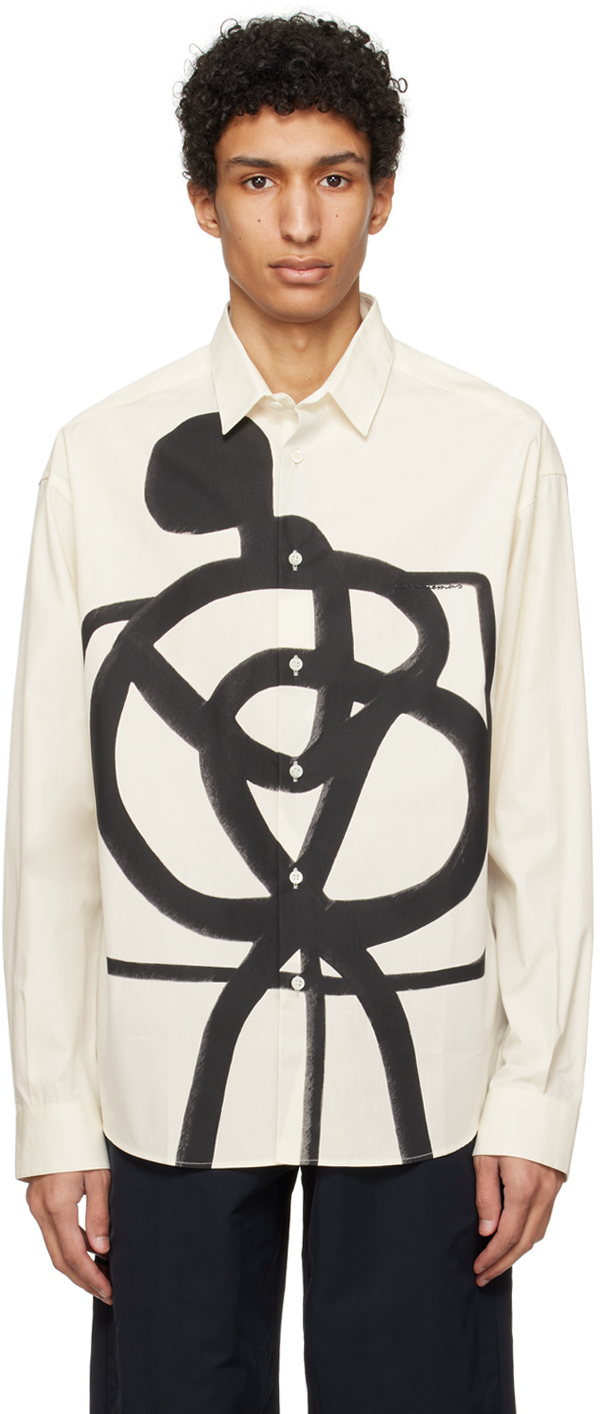 Shop Jacquemus Off-white Les Sculptures 'la Chemise Simon' Shirt In Beige/black