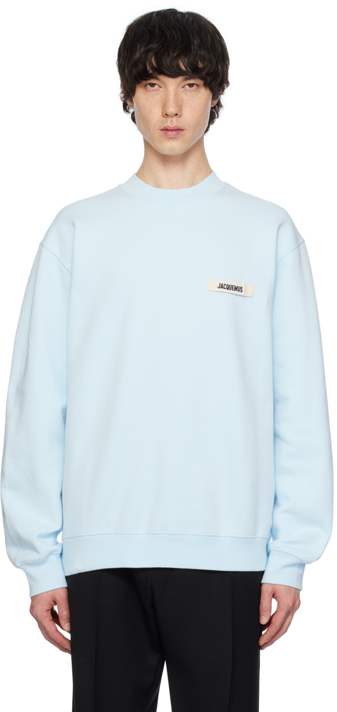 Shop Jacquemus Blue 'le Sweatshirt Gros Grain' Sweatshirt In Light Blue