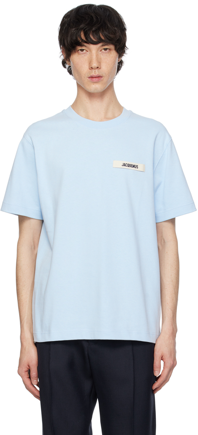 Shop Jacquemus Blue 'le T-shirt Gros Grain' T-shirt In Light Blue
