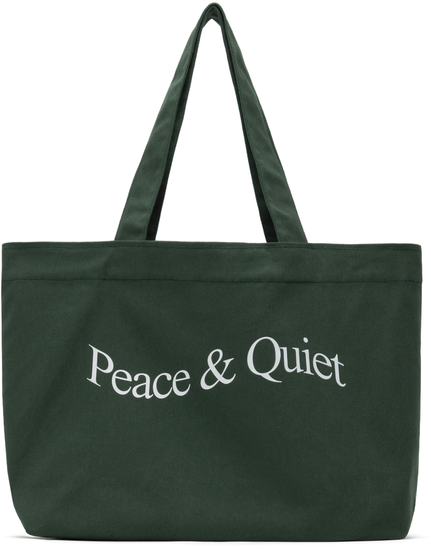 Shop Museum Of Peace And Quiet Green Wordmark Tote In Forest