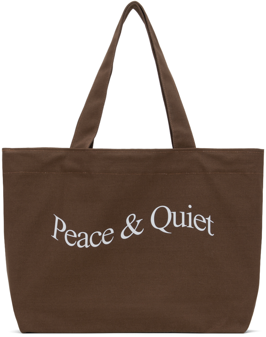 Shop Museum Of Peace And Quiet Brown Wordmark Tote