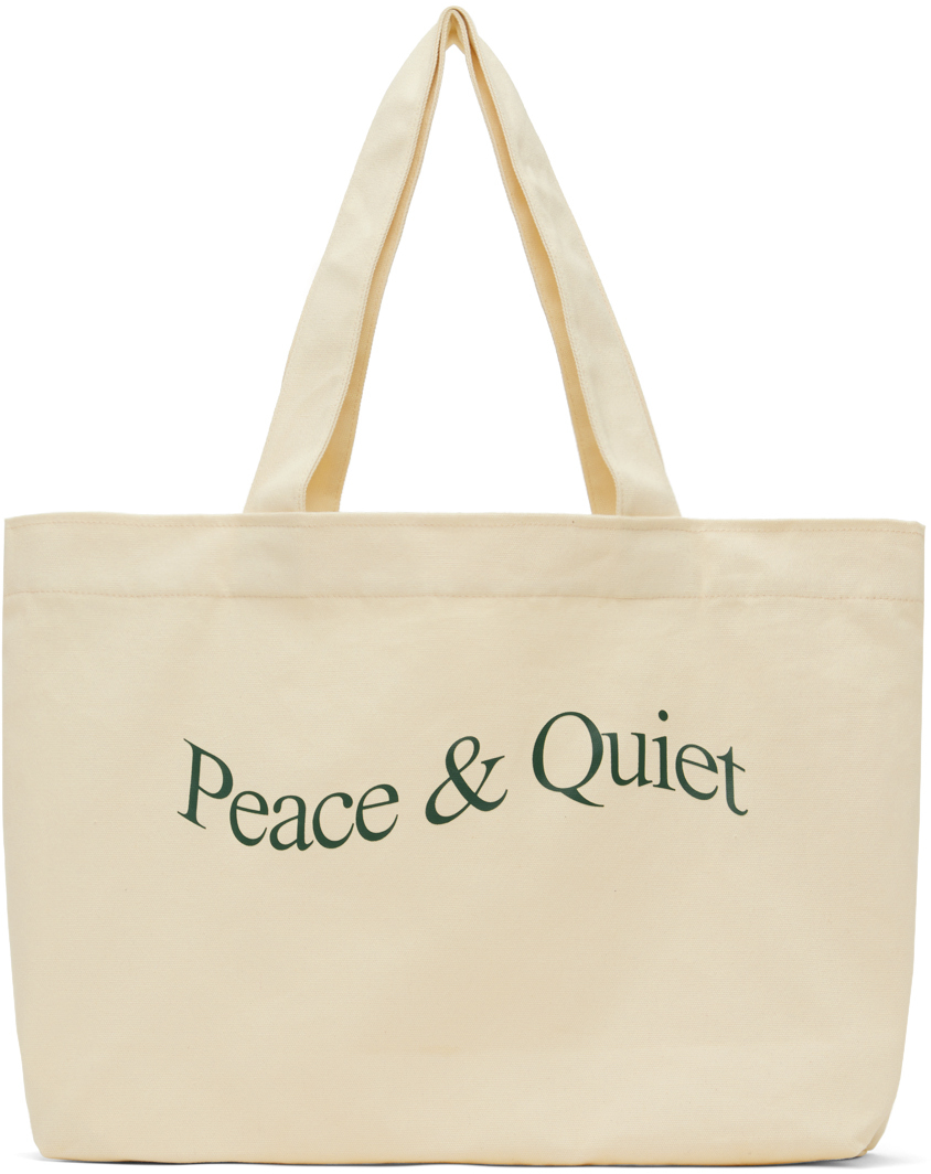 Shop Museum Of Peace And Quiet Off-white Wordmark Tote In Bone
