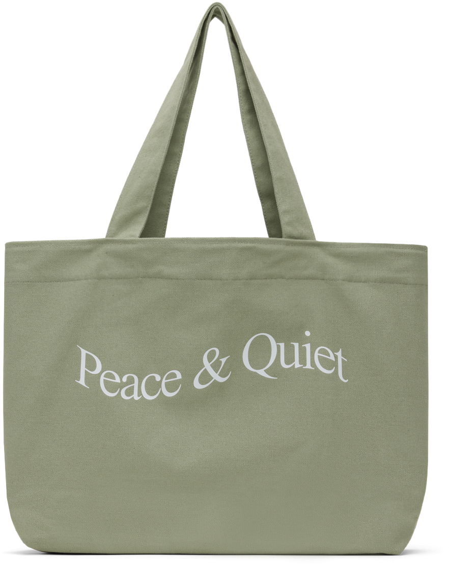 Shop Museum Of Peace And Quiet Khaki Wordmark Tote In Sage