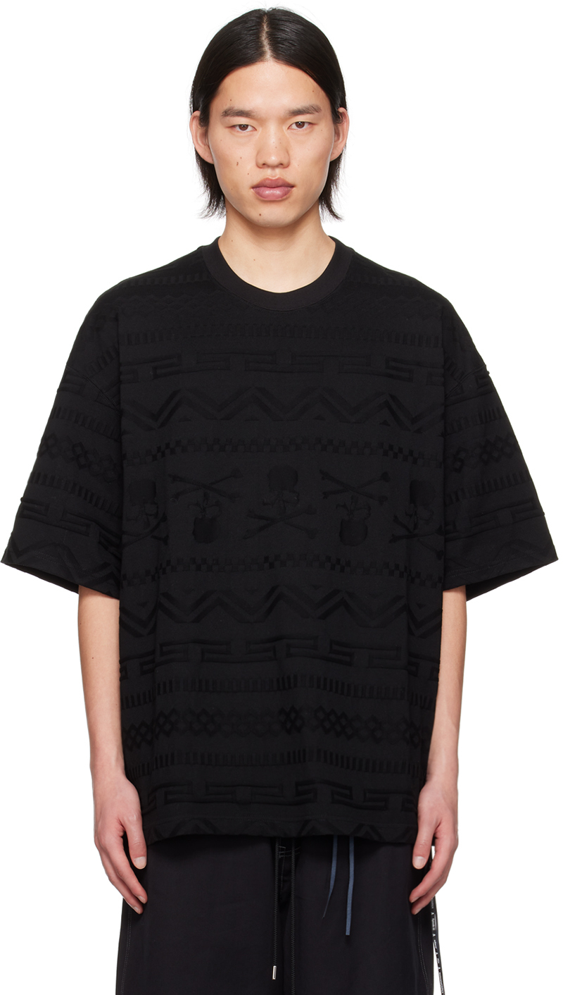 Shop Mastermind Japan Black Links Jacquard T-shirt