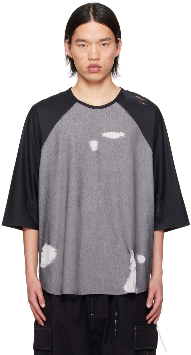 Mastermind Japan Gray & Black Laddered T-shirt In Black X Gray