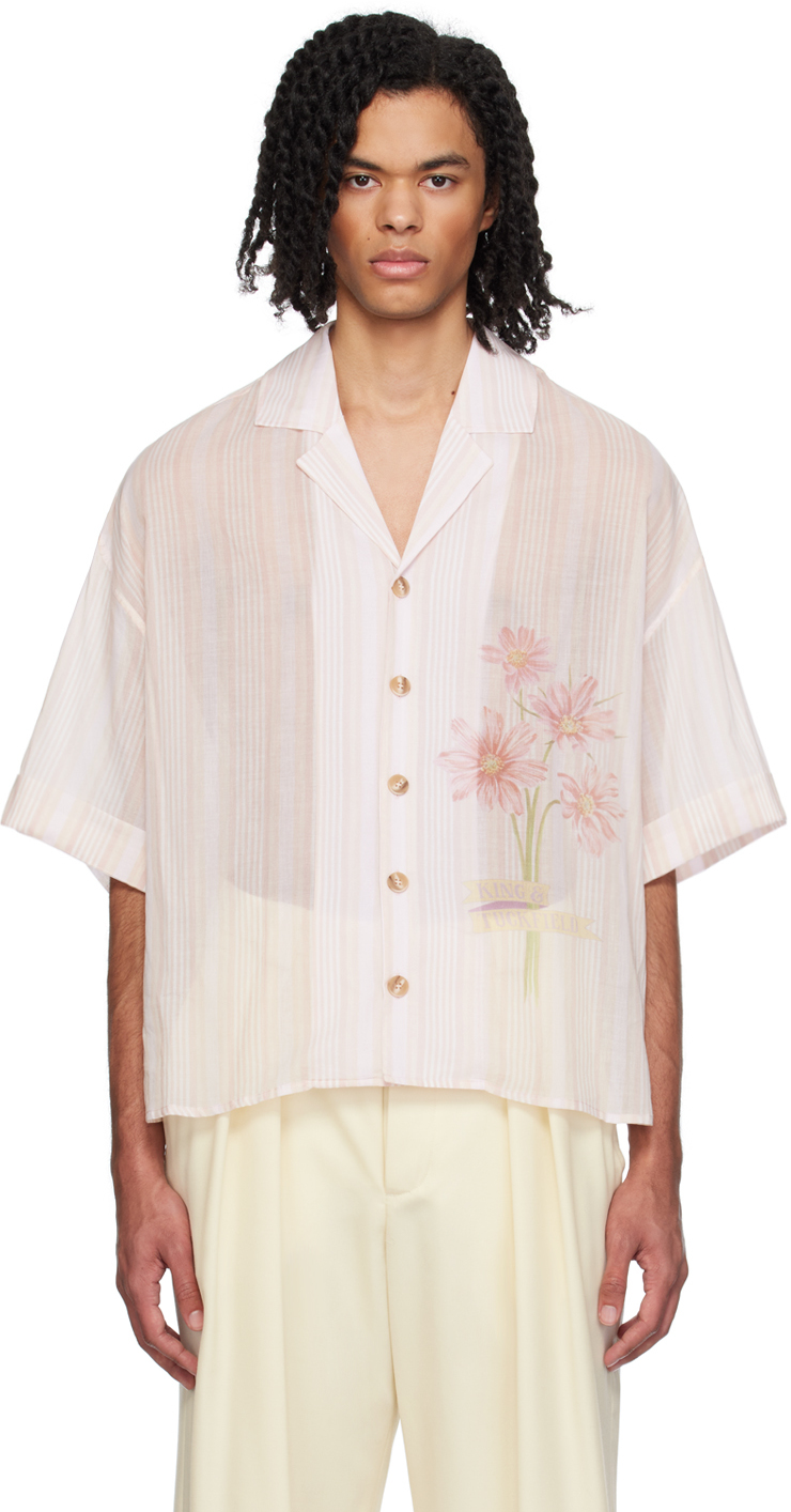 Shop King & Tuckfield Pink Oversized Shirt In Pale Blush Poppies