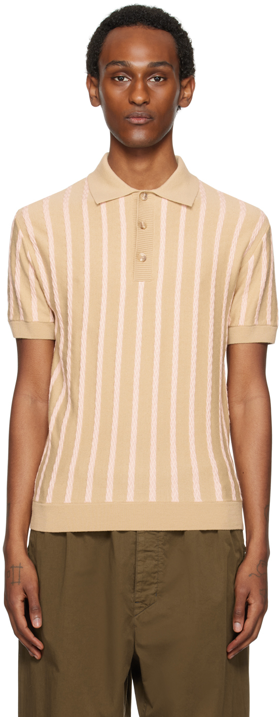 Brown shop striped polo