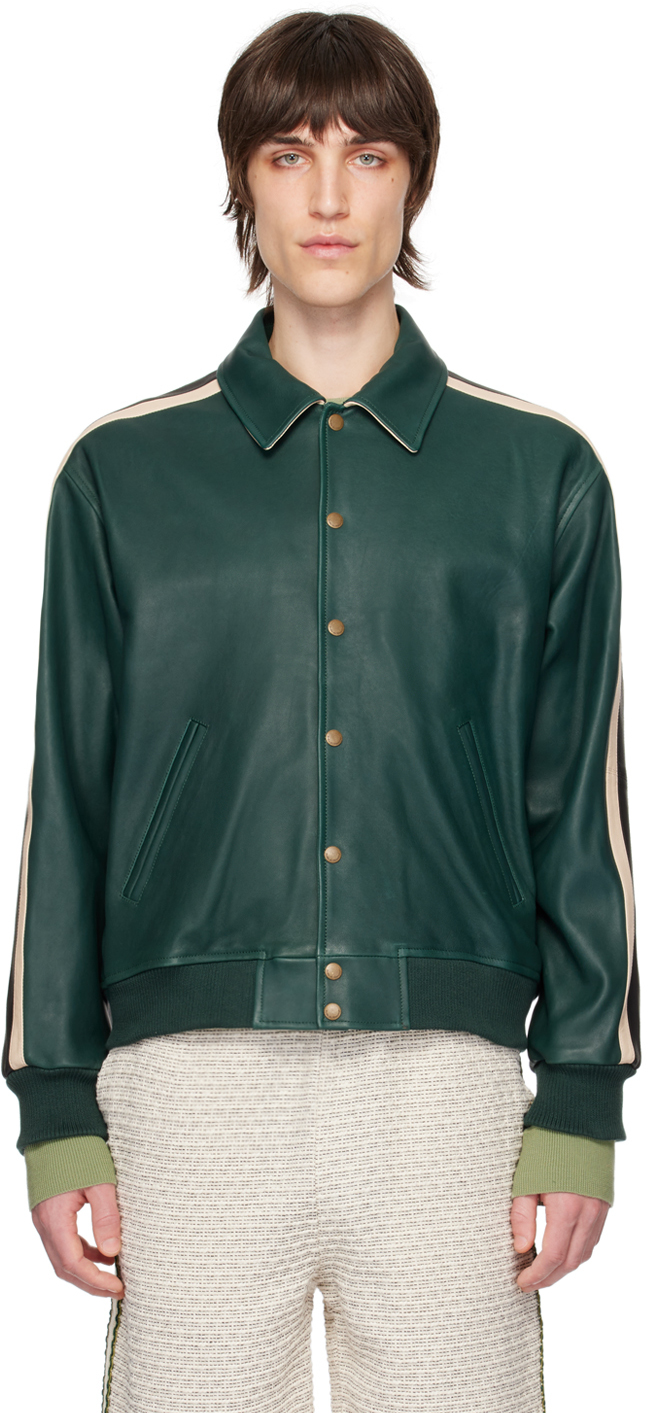 Green 'Le Blouson Cuir' Leather Jacket