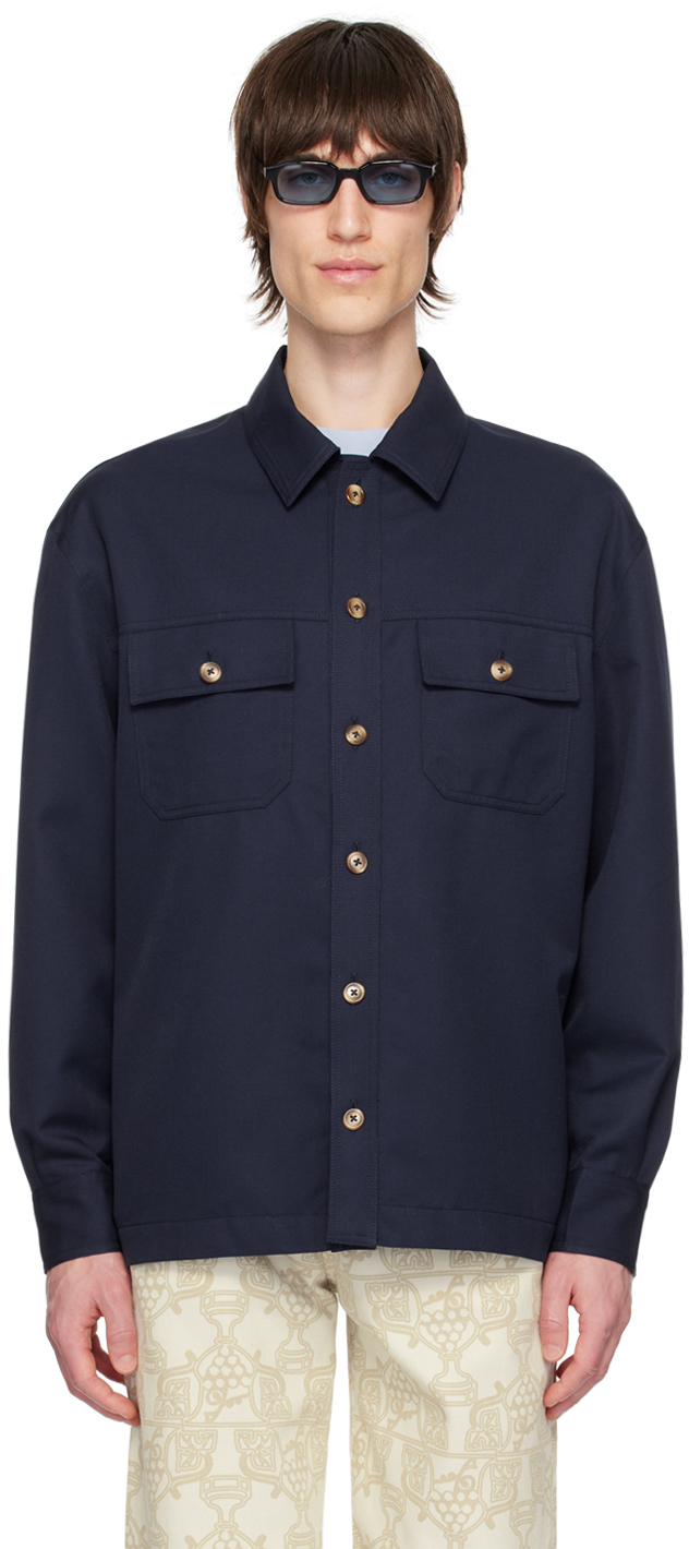 Shop Drôle De Monsieur Navy 'la Surchemise Laine' Shirt