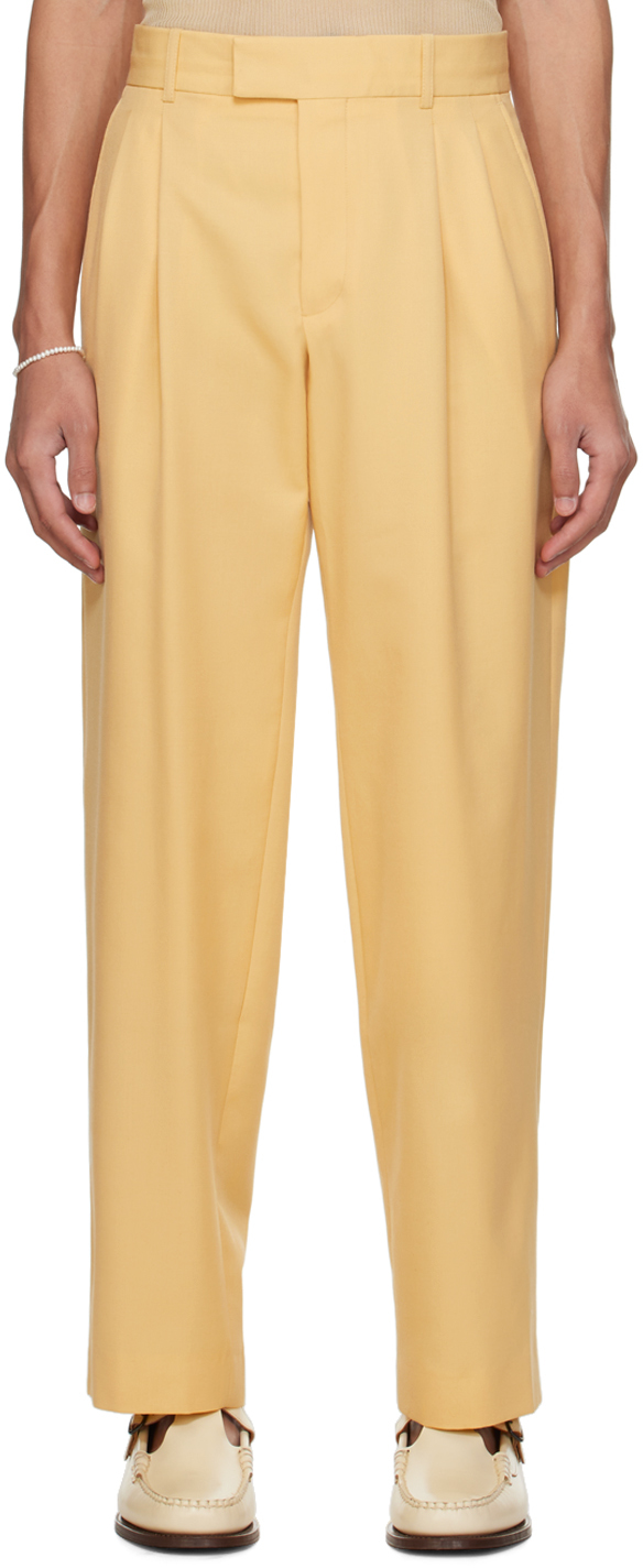 Yellow 'Le Pantalon Golfeur' Trousers by Drôle De Monsieur on Sale