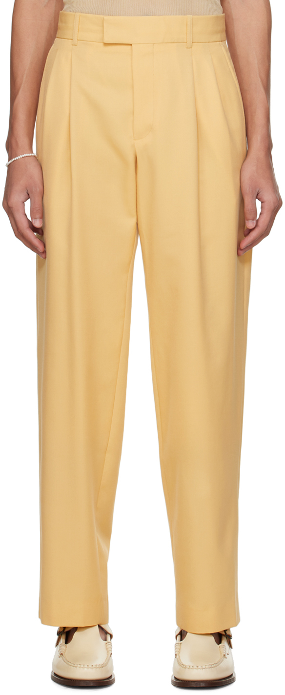 Shop Drôle De Monsieur Yellow 'le Pantalon Golfeur' Trousers In Straw