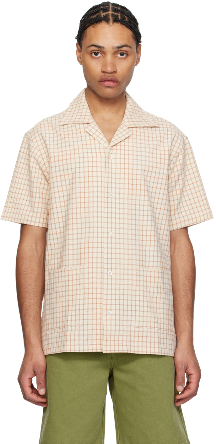 Shop Drôle De Monsieur Beige 'la Chemise Carreaux' Shirt