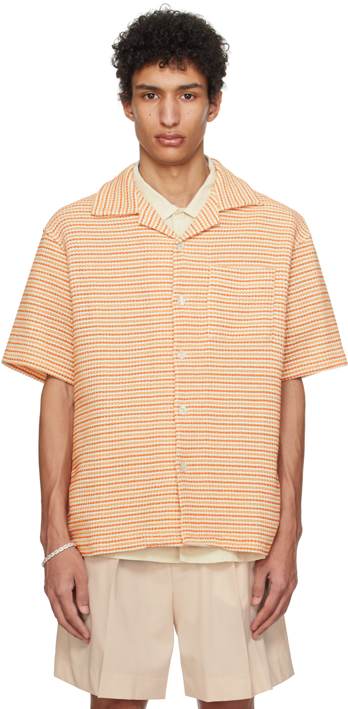 Drôle De Monsieur: Orange 'La Chemise Tweed' Shirt | SSENSE