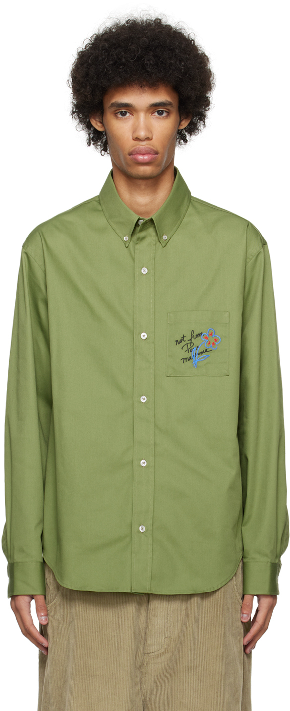 Khaki 'La Chemise Slogan Esquisse' Shirt