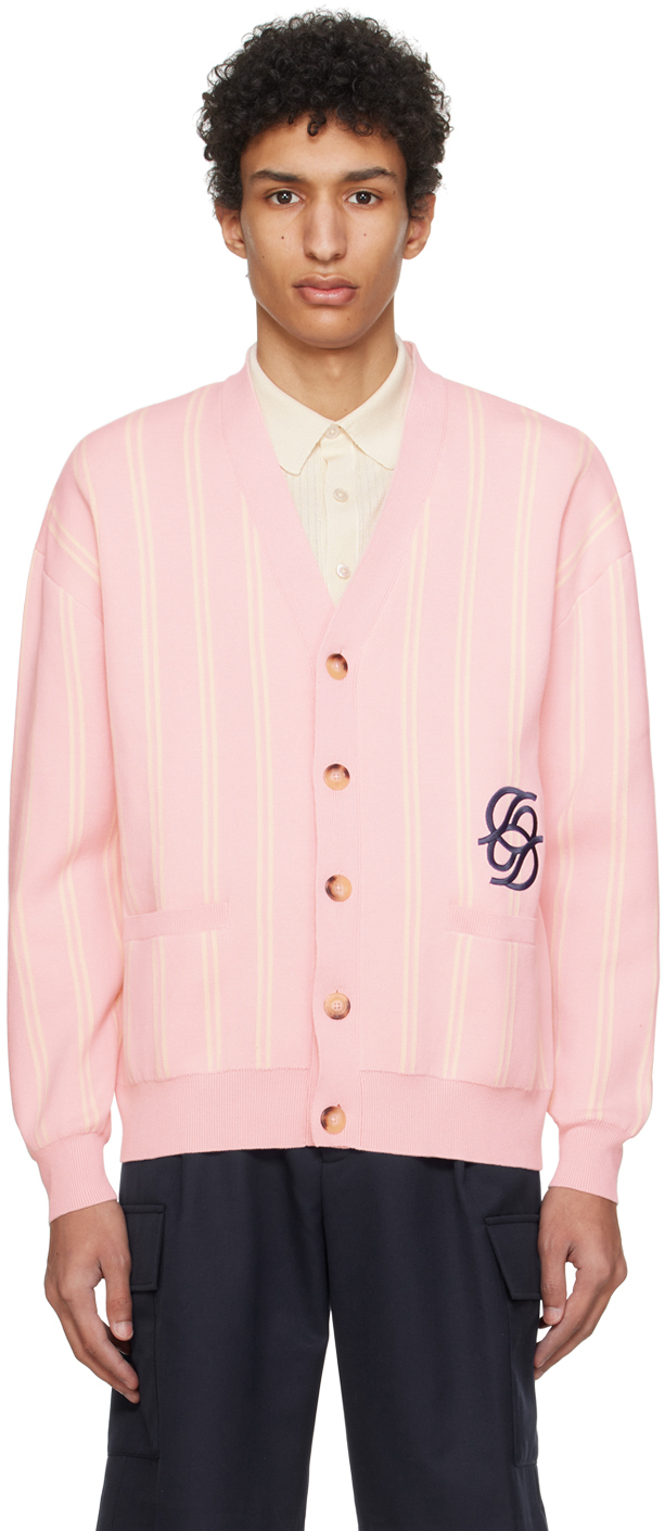 Pink 'Le Cardigan Rayé' Cardigan by Drôle De Monsieur on Sale