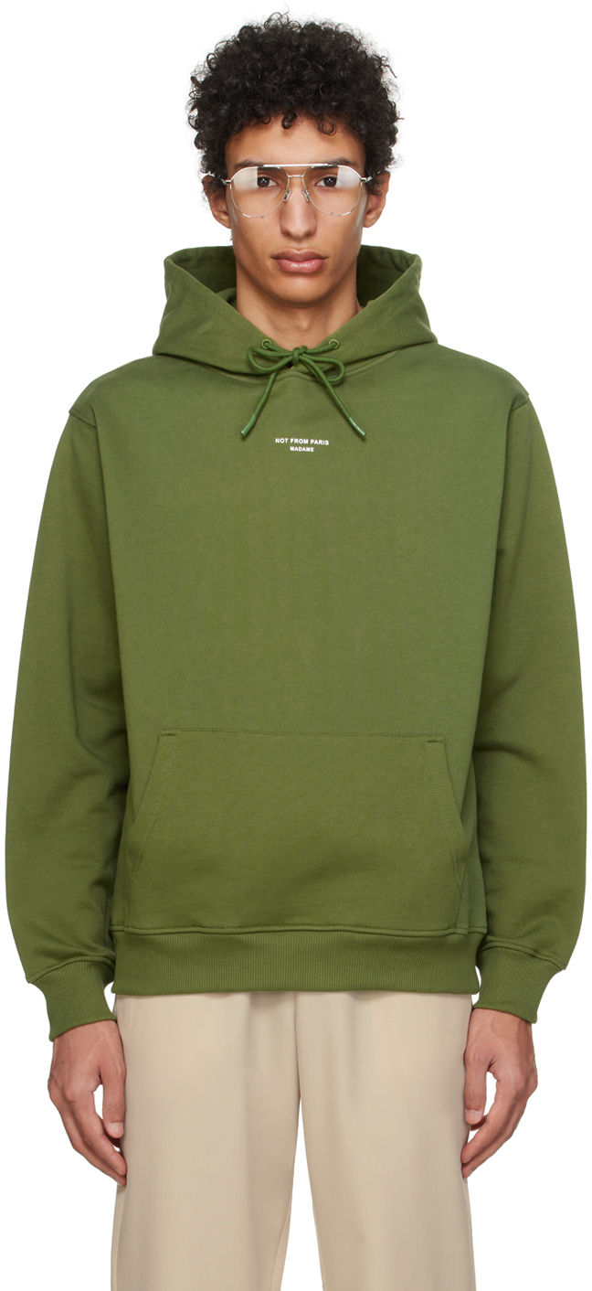 Drôle De Monsieur Slogan-print Cotton Hoodie In Green