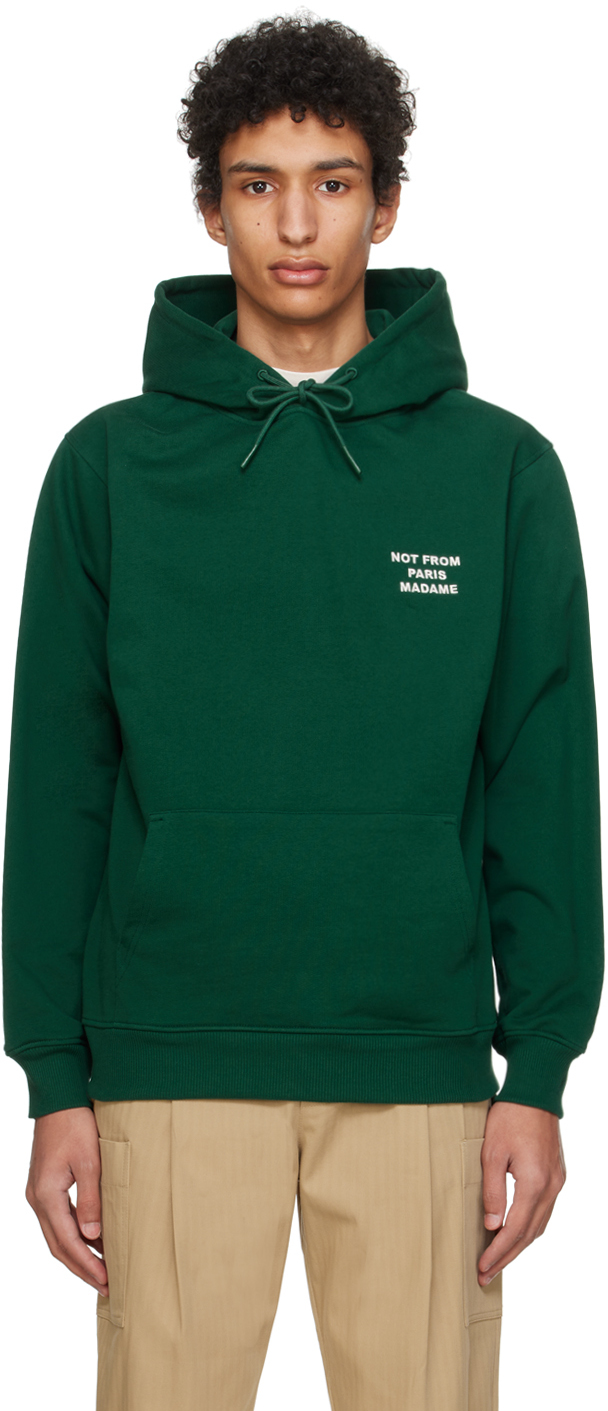 Shop Drôle De Monsieur グリーン Le Hoodie Slogan フーディ In Forest Green