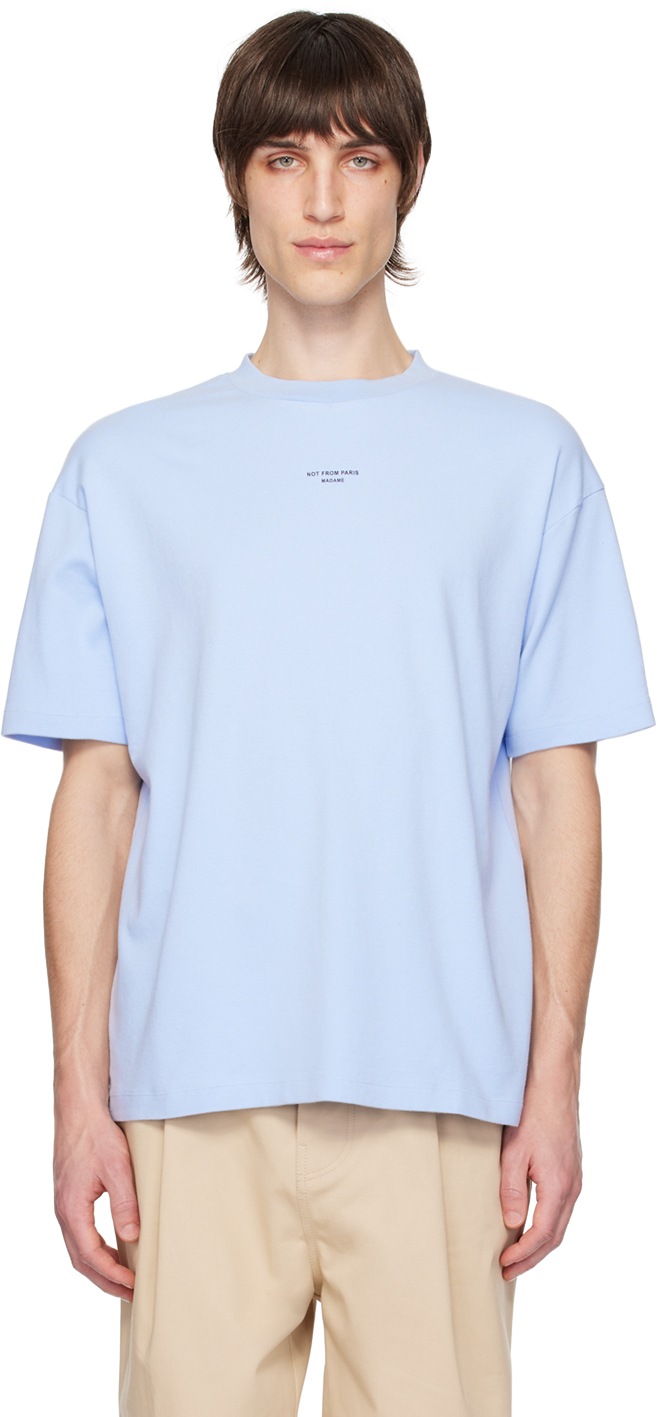 Shop Drôle De Monsieur Blue 'le T-shirt Slogan Classique' T-shirt In Light Blue
