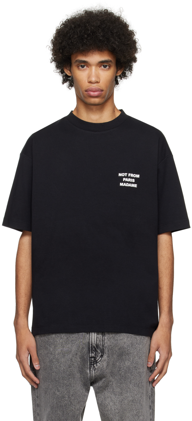 Drôle De Monsieur: Black 'Le T-Shirt Slogan' T-Shirt | SSENSE