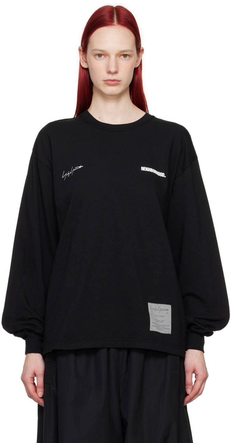 Yohji Yamamoto Black Neighborhood Edition Long Sleeve T-shirt In 2 Black