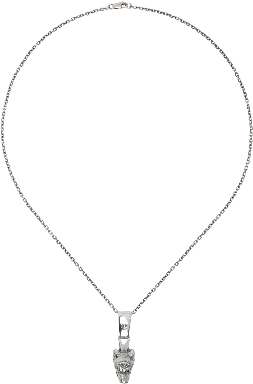 Shop Yohji Yamamoto Silver Wolf Pendant Necklace In 1 Silver