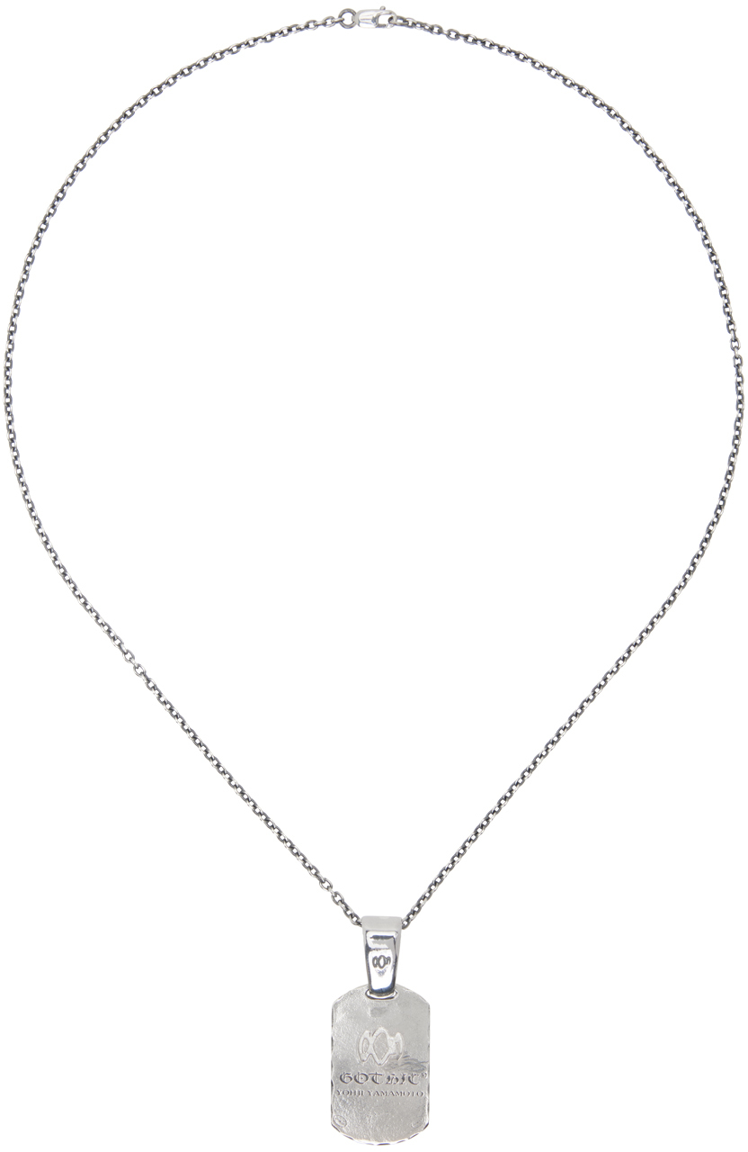 Shop Yohji Yamamoto Silver Dog Tag Pendant Necklace In 1 Silver