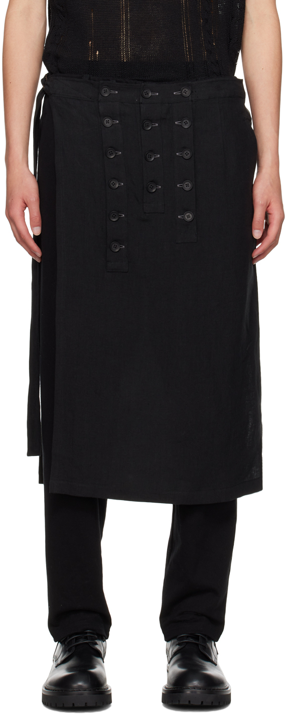 Black Combination Wrap Skirt
