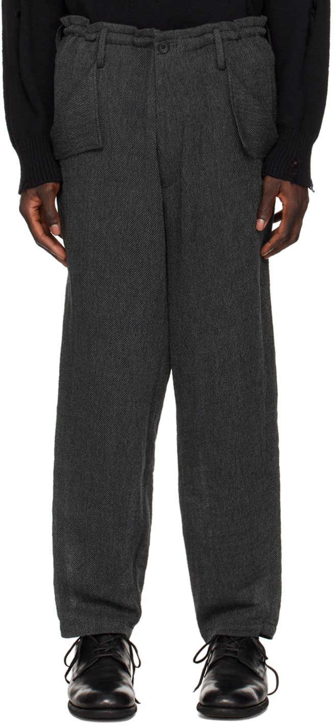 Yohji Yamamoto Black Wide Belt Trousers Yohji Yamamoto