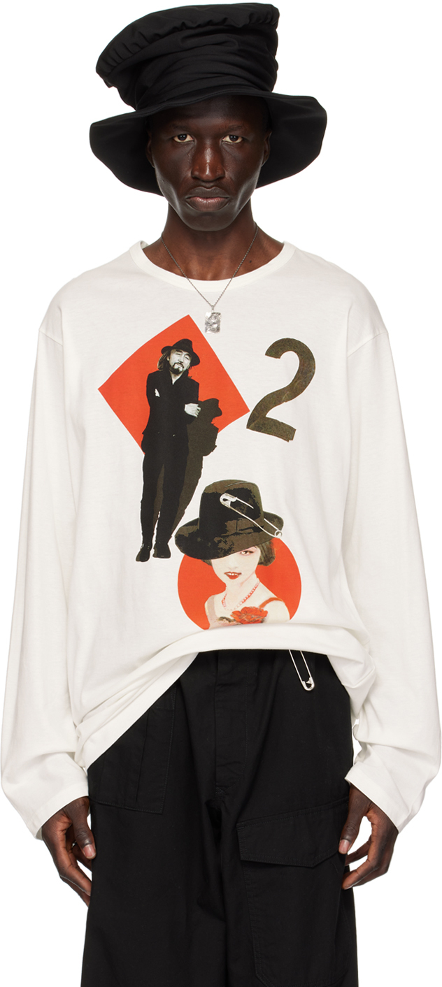 Off-White Print Long Sleeve T-Shirt by YOHJI YAMAMOTO on Sale