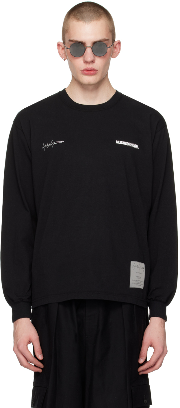 Shop Yohji Yamamoto Black Neighborhood Edition Long Sleeve T-shirt In 2 Black