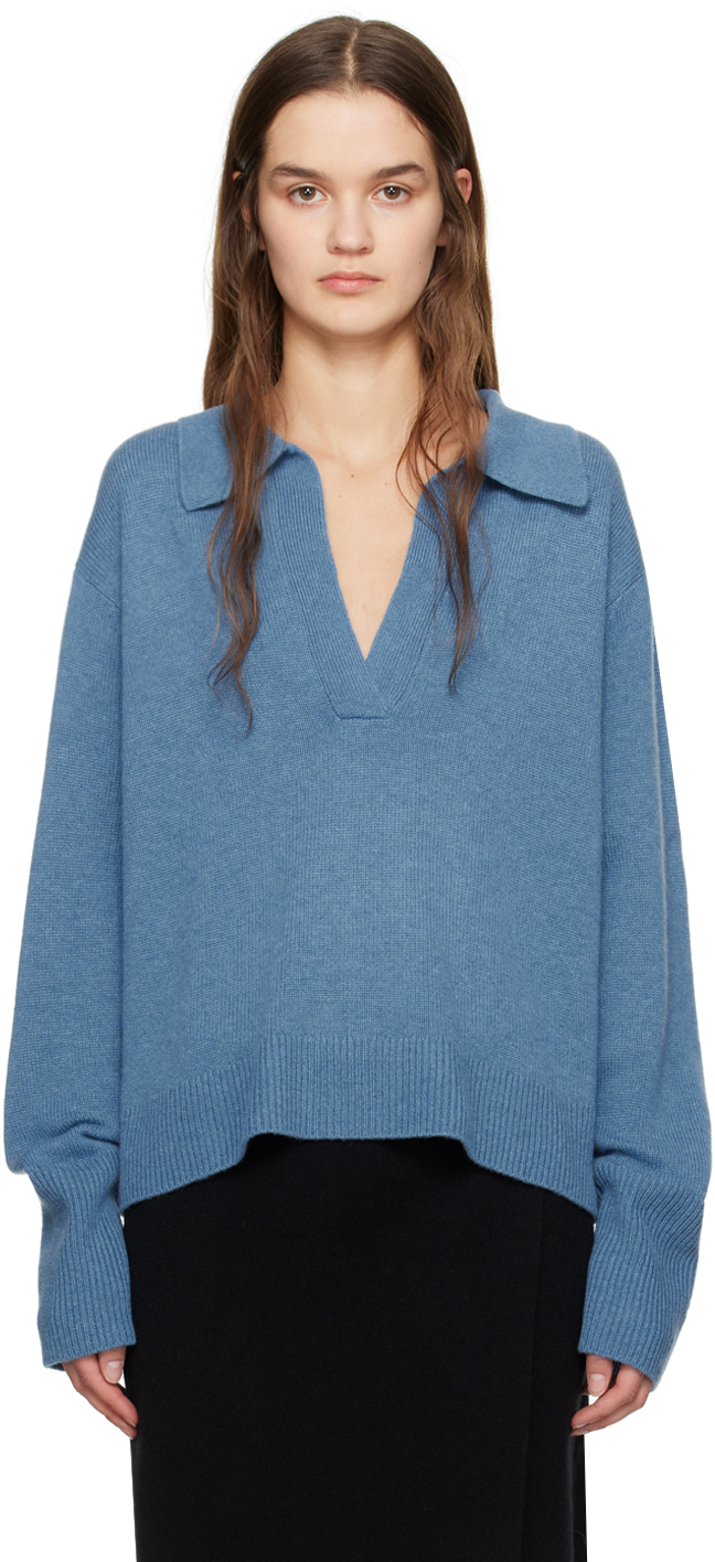 Lisa Yang Blue 'the Serena' Sweater In Sy Stormy Blue