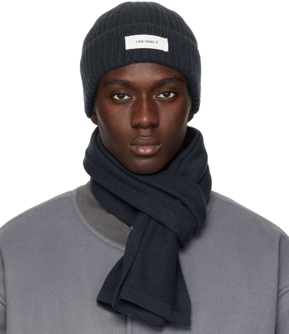 Navy Menton Beanie by LISA YANG on Sale