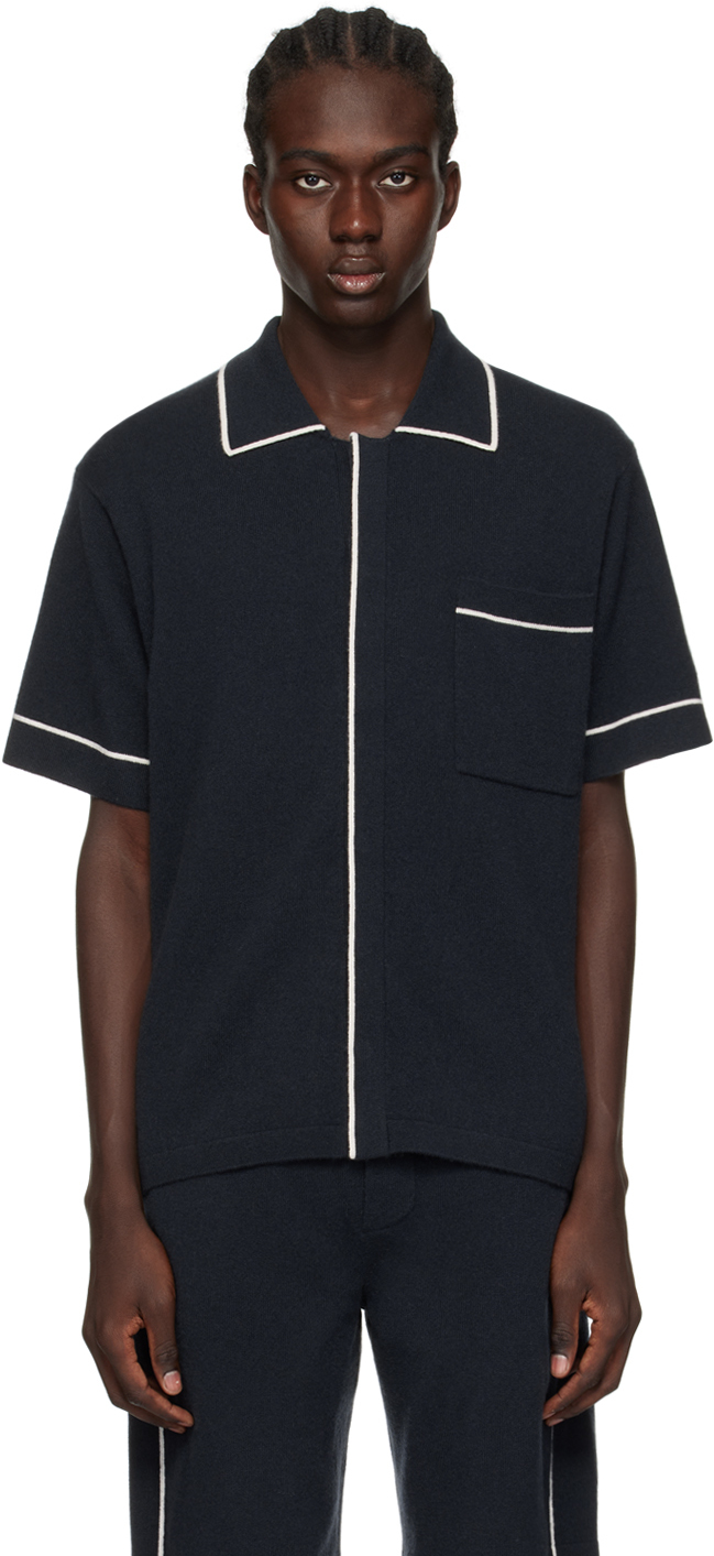 Lisa Yang Navy 'the Oliver' Polo In Ir Ink/cream