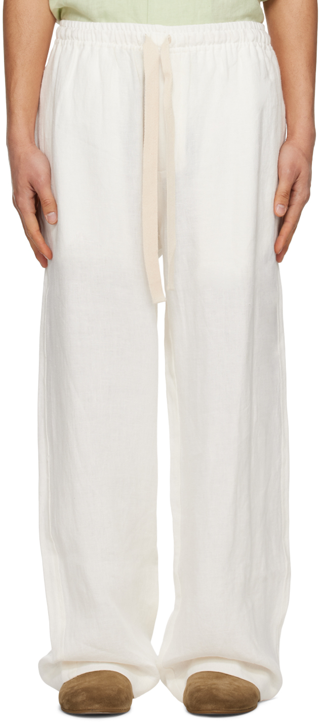 Commas Wide-leg Linen Trousers In White