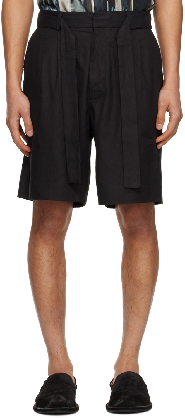 Commas Linen Blend Tailored Shorts In Black