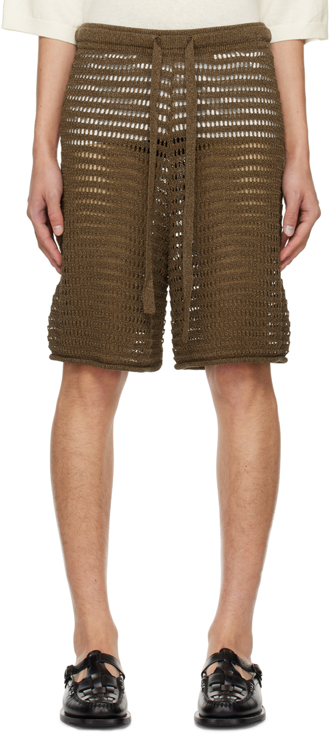Commas Brown Drawstring Shorts In Chocolate