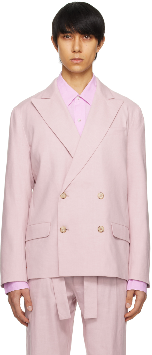 Shop Commas Pink Double-breasted Blazer In Fresco Quartz