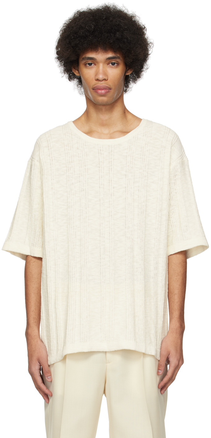 Commas Off-white Textured T-shirt