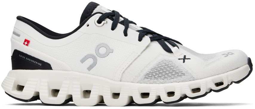 On White & Black Cloud X 3 Trainers In White | Black
