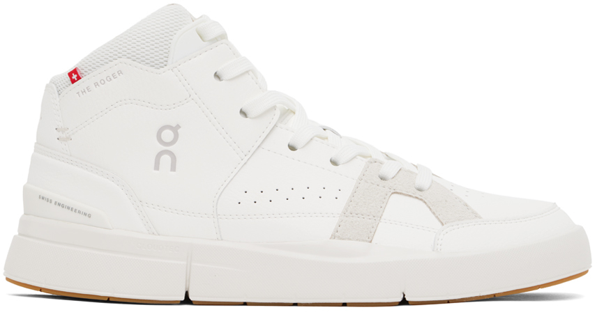 On White 'the Roger' Clubhouse Mid Sneakers In White | Sand